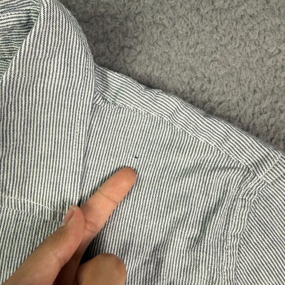 Flint and Tinder Shirt Mens M Blue White Striped Organic Cotton Hemp Blend Work - Picture 4 of 10